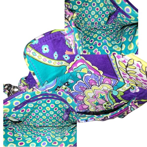 Vera Bradley Heather Paisley Quilted Push Lock Closure Zip Around Wristlet - Picture 2 of 5